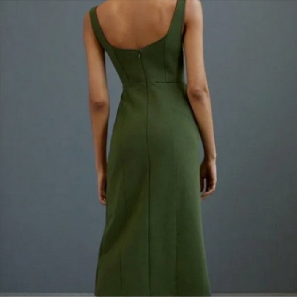 Anthropologie Maeve Moss Green Corset Dress - Picture 4 of 11